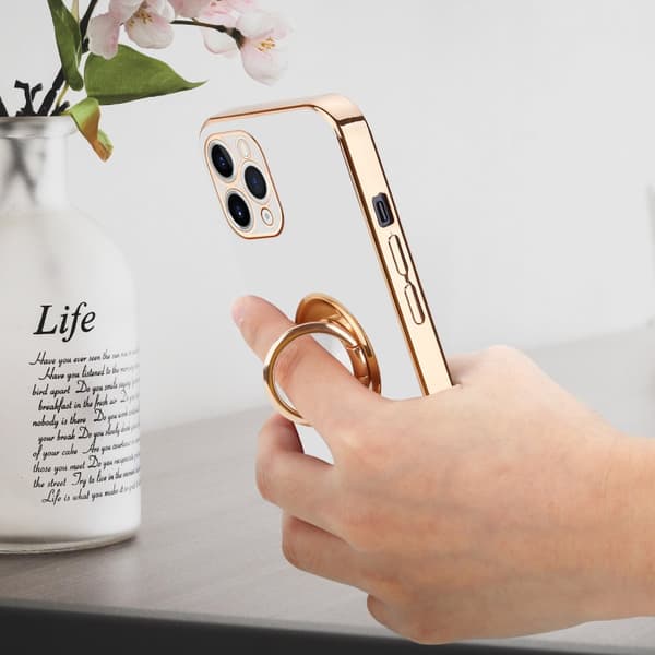 Deksel til iPhone 11 PRO med ring Etui av fleksibel TPU-silikon, med kamerabeskyttelse magnetisk bilholder
