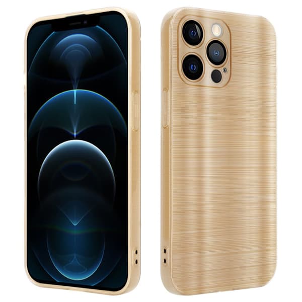 Deksel til iPhone 12 PRO Beskyttelsesdeksel laget av fleksibel TPU-silikon i børstet design Børstet gull