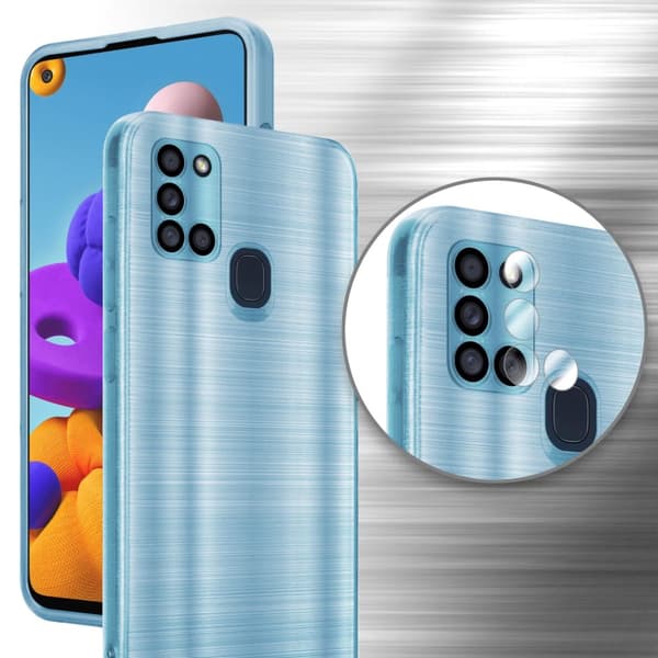 Deksel til Samsung Galaxy A21s Beskyttelsesdeksel laget av fleksibel TPU-silikon i børstet design