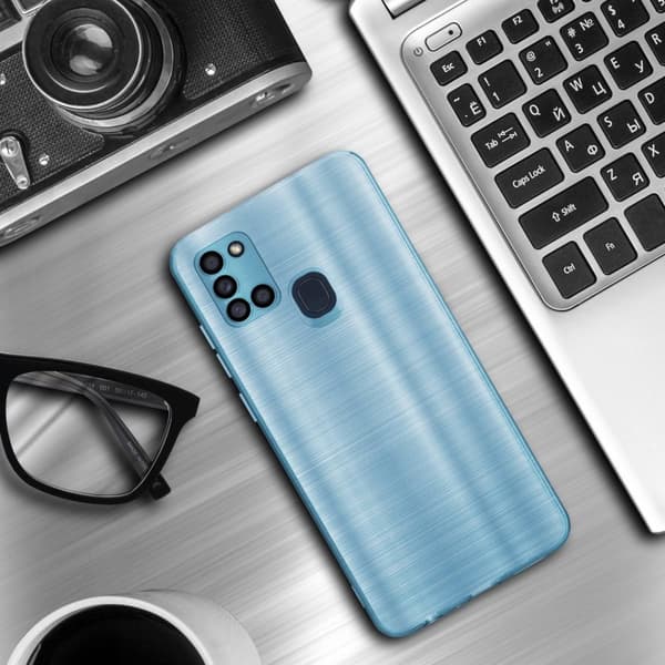 Deksel til Samsung Galaxy A21s Beskyttelsesdeksel laget av fleksibel TPU-silikon i børstet design