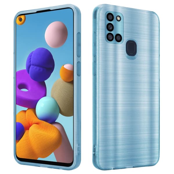 Deksel til Samsung Galaxy A21s Beskyttelsesdeksel laget av fleksibel TPU-silikon i børstet design