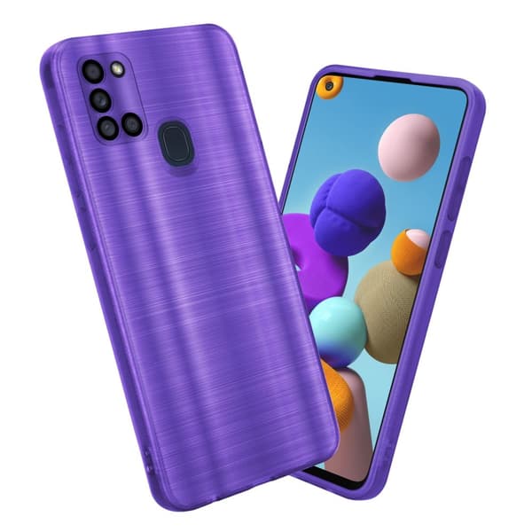 Deksel til Samsung Galaxy A21s Beskyttelsesdeksel laget av fleksibel TPU-silikon i børstet design