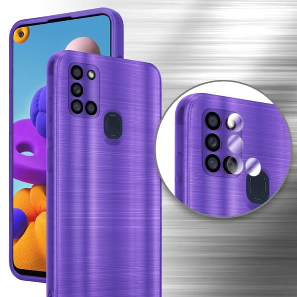 Deksel til Samsung Galaxy A21s Beskyttelsesdeksel laget av fleksibel TPU-silikon i børstet design