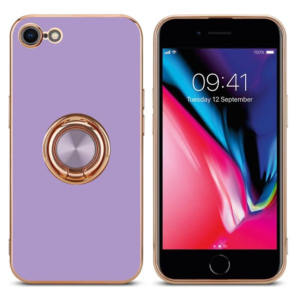Deksel til iPhone 7 / 7S / 8 / SE 2020 med ring Etui av fleksibel TPU-silikon, med kamerabeskyttelse magnetisk bilholder