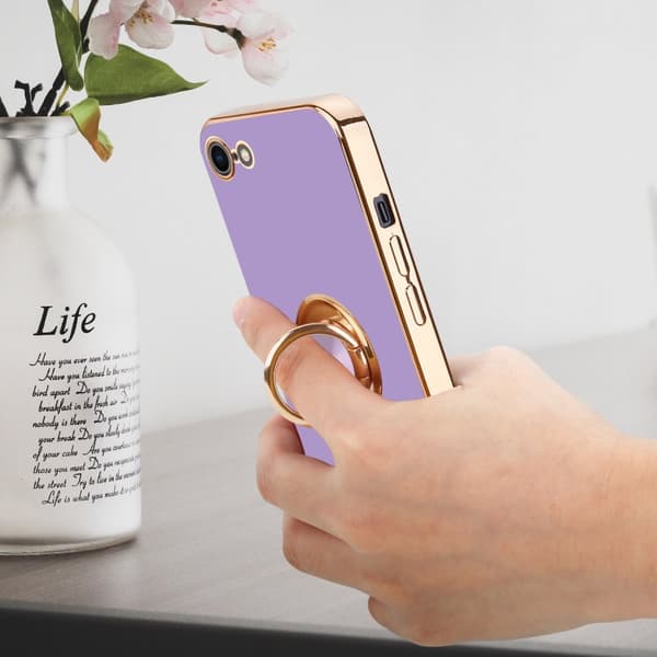 Deksel til iPhone 7 / 7S / 8 / SE 2020 med ring Etui av fleksibel TPU-silikon, med kamerabeskyttelse magnetisk bilholder