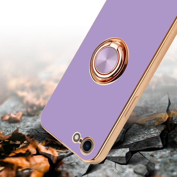 Deksel til iPhone 7 / 7S / 8 / SE 2020 med ring Etui av fleksibel TPU-silikon, med kamerabeskyttelse magnetisk bilholder