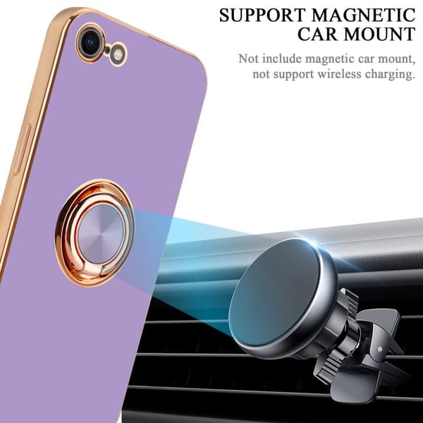 Deksel til iPhone 7 / 7S / 8 / SE 2020 med ring Etui av fleksibel TPU-silikon, med kamerabeskyttelse magnetisk bilholder