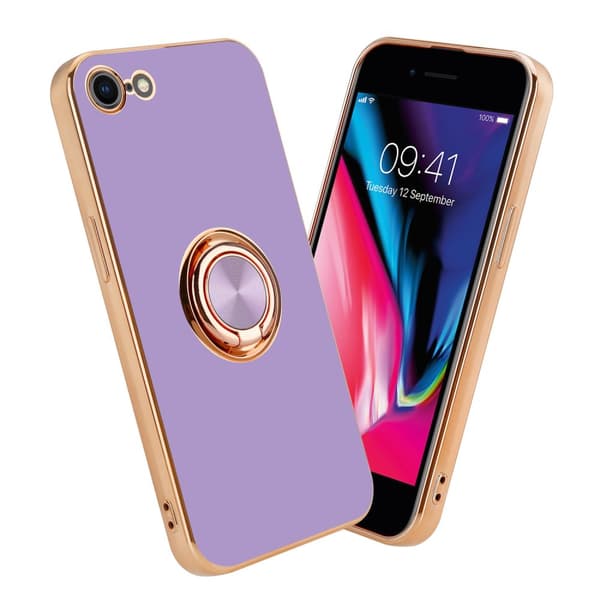 Deksel til iPhone 7 / 7S / 8 / SE 2020 med ring Etui av fleksibel TPU-silikon, med kamerabeskyttelse magnetisk bilholder