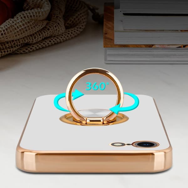 Deksel til iPhone 7 / 7S / 8 / SE 2020 med ring Etui av fleksibel TPU-silikon, med kamerabeskyttelse magnetisk bilholder