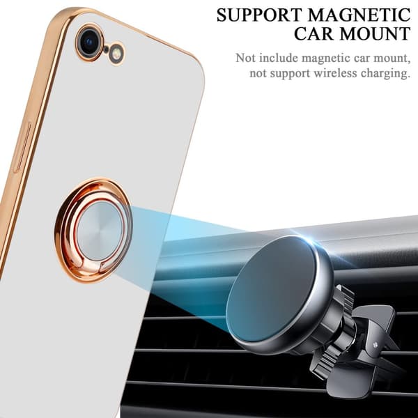 Deksel til iPhone 7 / 7S / 8 / SE 2020 med ring Etui av fleksibel TPU-silikon, med kamerabeskyttelse magnetisk bilholder