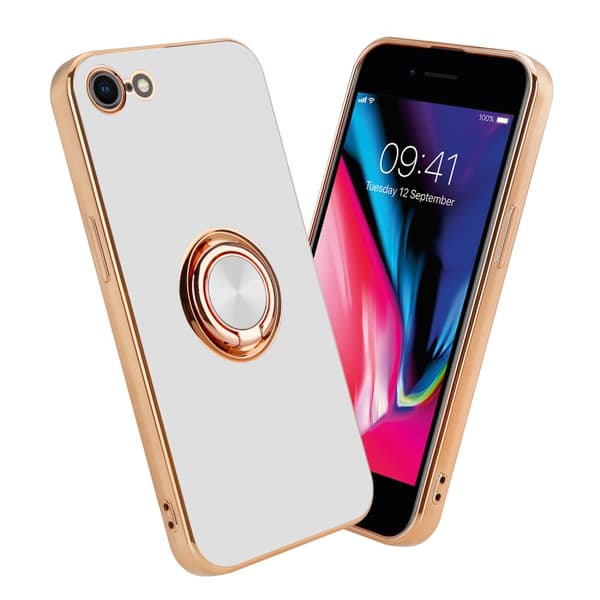 Deksel til iPhone 7 / 7S / 8 / SE 2020 med ring Etui av fleksibel TPU-silikon, med kamerabeskyttelse magnetisk bilholder