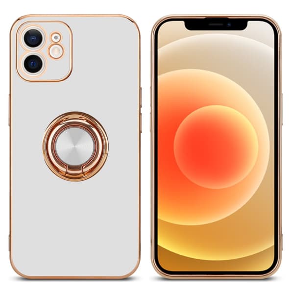 Deksel til iPhone 12 MINI med ring Etui av fleksibel TPU-silikon, med kamerabeskyttelse magnetisk bilholder