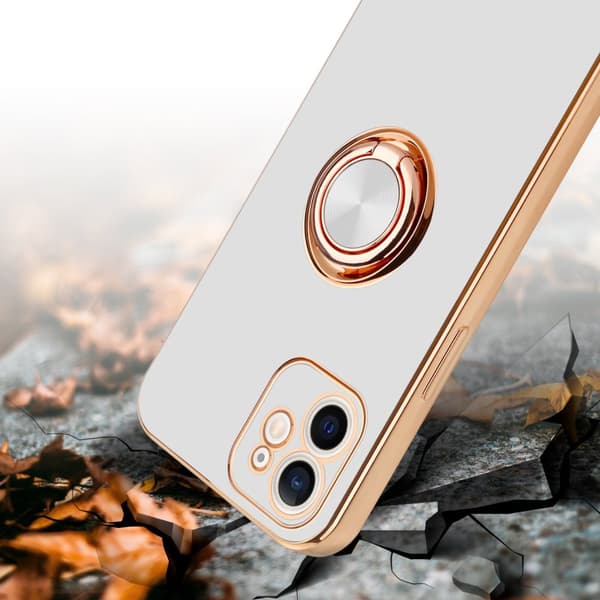 Deksel til iPhone 12 MINI med ring Etui av fleksibel TPU-silikon, med kamerabeskyttelse magnetisk bilholder