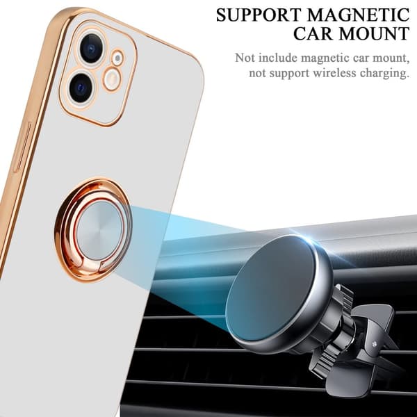 Deksel til iPhone 12 MINI med ring Etui av fleksibel TPU-silikon, med kamerabeskyttelse magnetisk bilholder
