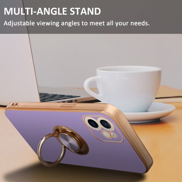 Deksel til iPhone 12 MINI med ring Etui av fleksibel TPU-silikon, med kamerabeskyttelse magnetisk bilholder