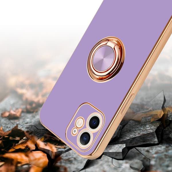 Deksel til iPhone 12 MINI med ring Etui av fleksibel TPU-silikon, med kamerabeskyttelse magnetisk bilholder