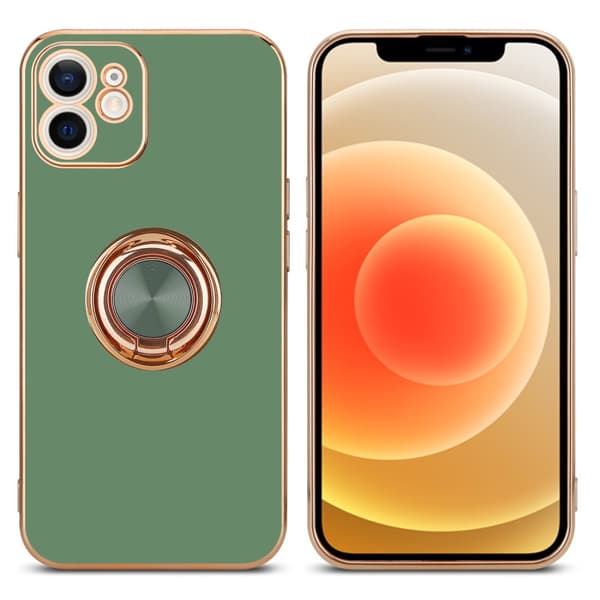 Deksel til iPhone 12 MINI med ring Etui av fleksibel TPU-silikon, med kamerabeskyttelse magnetisk bilholder