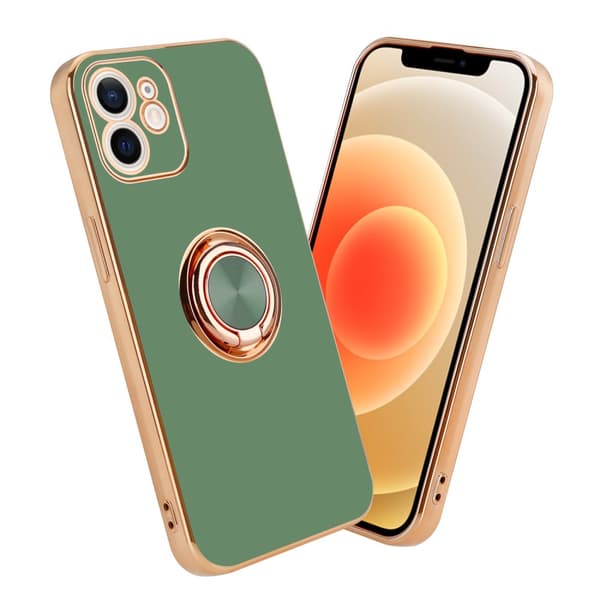 Deksel til iPhone 12 MINI med ring Etui av fleksibel TPU-silikon, med kamerabeskyttelse magnetisk bilholder