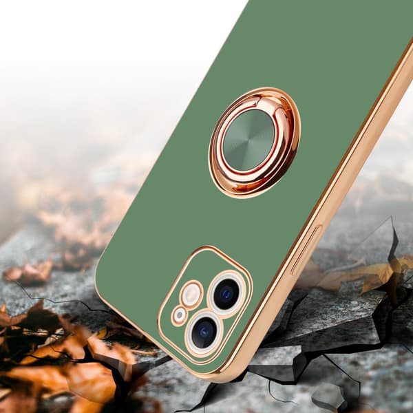 Deksel til iPhone 12 MINI med ring Etui av fleksibel TPU-silikon, med kamerabeskyttelse magnetisk bilholder