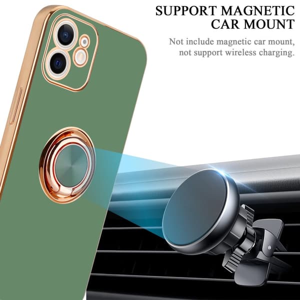 Deksel til iPhone 12 MINI med ring Etui av fleksibel TPU-silikon, med kamerabeskyttelse magnetisk bilholder