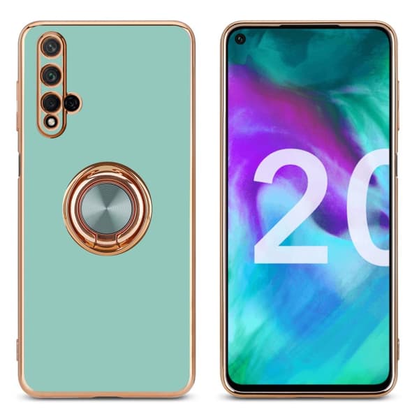 Deksel til Honor 20 / 20S / Huawei NOVA 5T med ring Etui av fleksibel TPU-silikon, med kamerabeskyttelse magnetisk bilholder