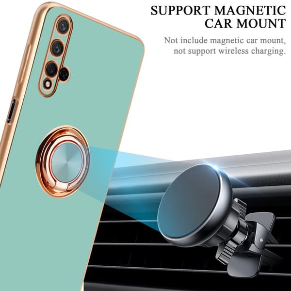 Deksel til Honor 20 / 20S / Huawei NOVA 5T med ring Etui av fleksibel TPU-silikon, med kamerabeskyttelse magnetisk bilholder