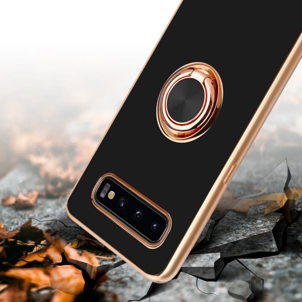 Deksel til Samsung Galaxy S10 PLUS med ring Etui av fleksibel TPU-silikon, med kamerabeskyttelse magnetisk bilholder