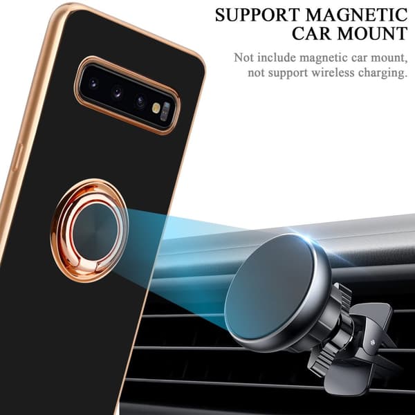 Samsung Galaxy S10 PLUS Skal Fodral med ring av flexibel TPU-silikon, med kameraskydd och magnetisk bilhållare