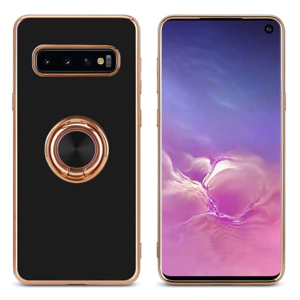 Deksel til Samsung Galaxy S10 PLUS med ring Etui av fleksibel TPU-silikon, med kamerabeskyttelse magnetisk bilholder