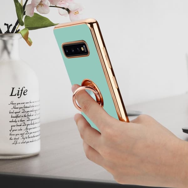Deksel til Samsung Galaxy S10 PLUS med ring Etui av fleksibel TPU-silikon, med kamerabeskyttelse magnetisk bilholder
