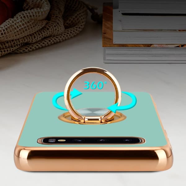 Deksel til Samsung Galaxy S10 PLUS med ring Etui av fleksibel TPU-silikon, med kamerabeskyttelse magnetisk bilholder
