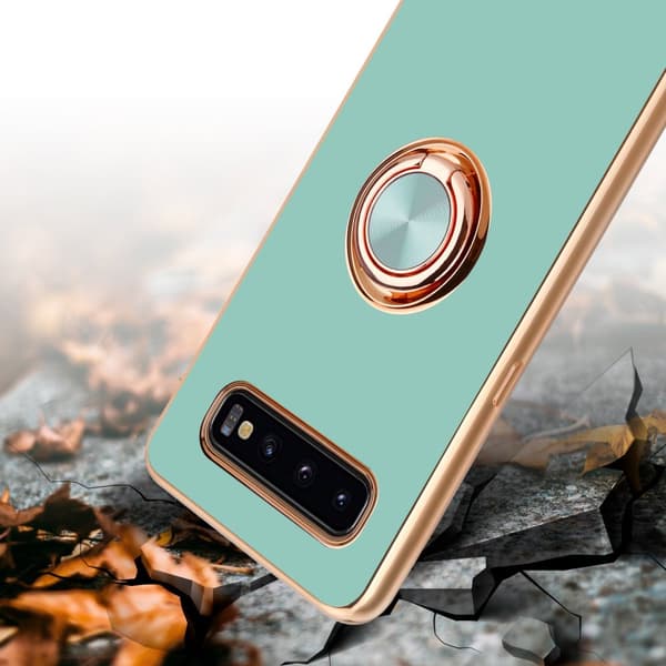 Deksel til Samsung Galaxy S10 PLUS med ring Etui av fleksibel TPU-silikon, med kamerabeskyttelse magnetisk bilholder