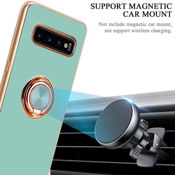 Samsung Galaxy S10 PLUS Skal Fodral med ring av flexibel TPU-silikon, med kameraskydd och magnetisk bilhållare