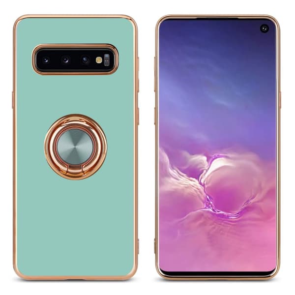Deksel til Samsung Galaxy S10 PLUS med ring Etui av fleksibel TPU-silikon, med kamerabeskyttelse magnetisk bilholder