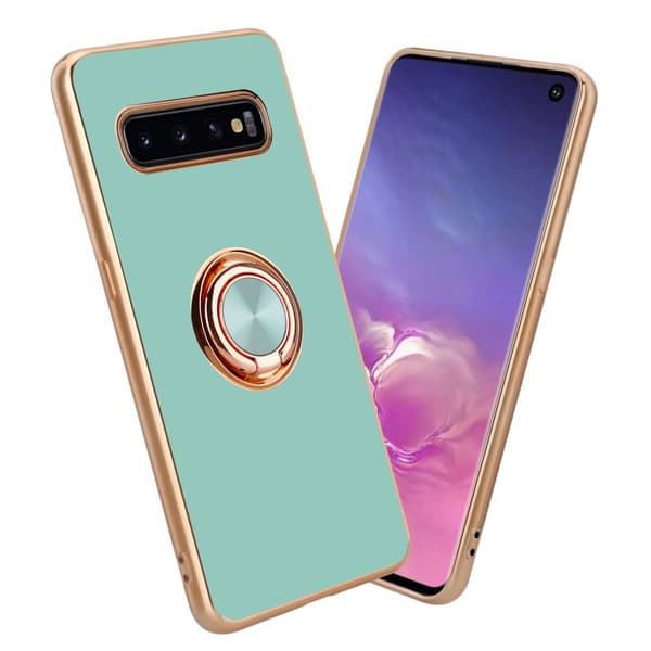 Deksel til Samsung Galaxy S10 PLUS med ring Etui av fleksibel TPU-silikon, med kamerabeskyttelse magnetisk bilholder