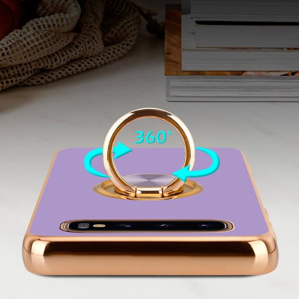 Deksel til Samsung Galaxy S10 PLUS med ring Etui av fleksibel TPU-silikon, med kamerabeskyttelse magnetisk bilholder