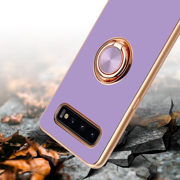 Deksel til Samsung Galaxy S10 PLUS med ring Etui av fleksibel TPU-silikon, med kamerabeskyttelse magnetisk bilholder