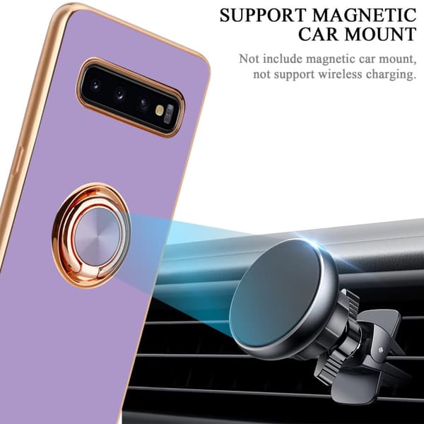 Deksel til Samsung Galaxy S10 PLUS med ring Etui av fleksibel TPU-silikon, med kamerabeskyttelse magnetisk bilholder