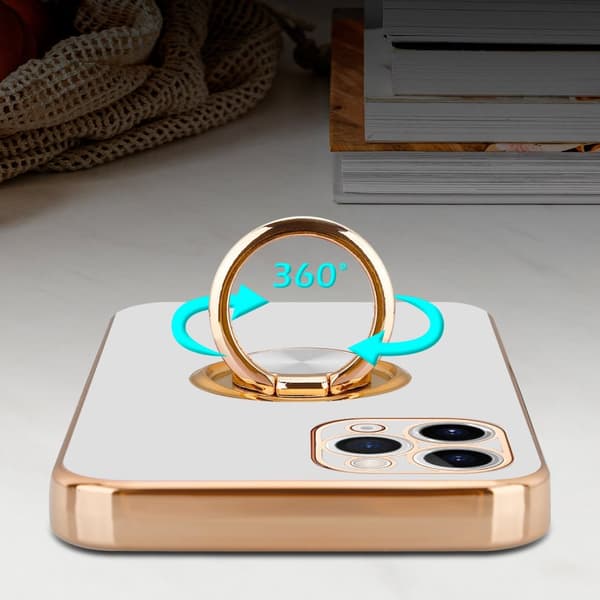 Deksel til iPhone 11 PRO MAX med ring Etui av fleksibel TPU-silikon, med kamerabeskyttelse magnetisk bilholder