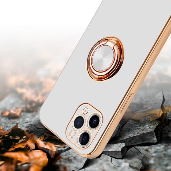 Deksel til iPhone 11 PRO MAX med ring Etui av fleksibel TPU-silikon, med kamerabeskyttelse magnetisk bilholder