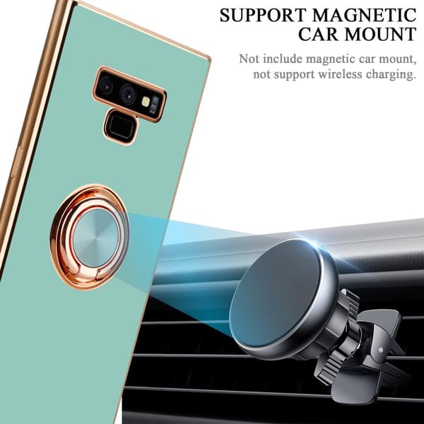Deksel til Samsung Galaxy NOTE 9 med ring Etui av fleksibel TPU-silikon, med kamerabeskyttelse magnetisk bilholder