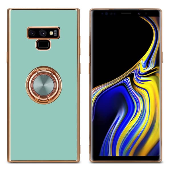 Deksel til Samsung Galaxy NOTE 9 med ring Etui av fleksibel TPU-silikon, med kamerabeskyttelse magnetisk bilholder