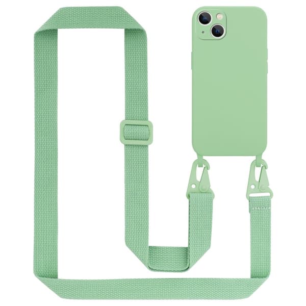 Deksel med Kedja for iPhone 14 PLUS Silikonbeskyttelsesetui med lengdejusterbar ledningsstropp