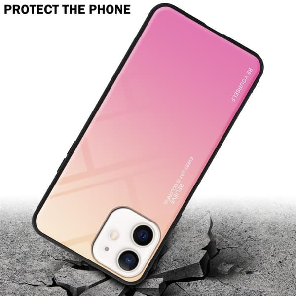iPhone 12 MINI Skal Fodral i två färger av TPU-silikon och baksida av härdat glas Case Cover Mobilskydd