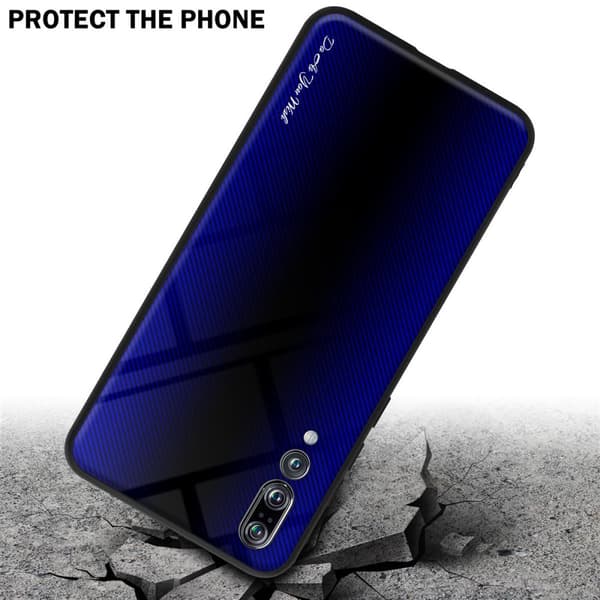 Huawei P20 PRO / P20 PLUS Skal Fodral Case Cover Randigt utseende i TPU-silikon och baksida i härdat glas Skyddsfodral