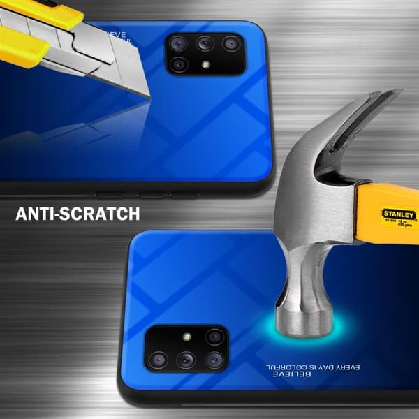 Samsung Galaxy A71 5G Suojakuori Suojakotelo Kaksivärinen joka on valmistettu TPU-silikonista ja jonka takaosa on valmistettu karkaistusta lasista