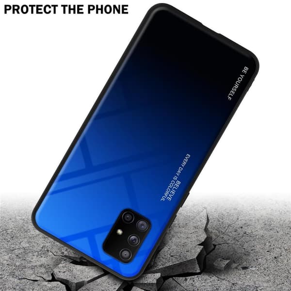 Samsung Galaxy A71 5G Suojakuori Suojakotelo Kaksivärinen joka on valmistettu TPU-silikonista ja jonka takaosa on valmistettu karkaistusta lasista