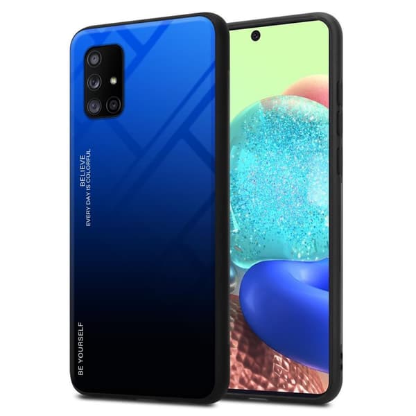 Samsung Galaxy A71 5G Suojakuori Suojakotelo Kaksivärinen joka on valmistettu TPU-silikonista ja jonka takaosa on valmistettu karkaistusta lasista