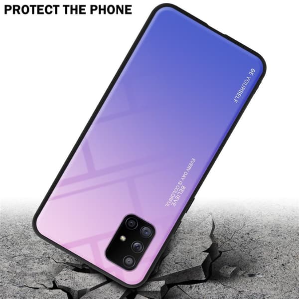 Samsung Galaxy A71 5G Suojakuori Suojakotelo Kaksivärinen joka on valmistettu TPU-silikonista ja jonka takaosa on valmistettu karkaistusta lasista