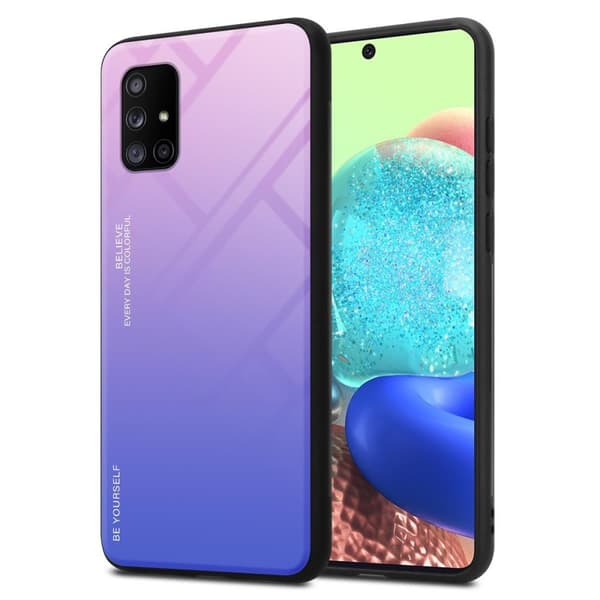 Samsung Galaxy A71 5G Suojakuori Suojakotelo Kaksivärinen joka on valmistettu TPU-silikonista ja jonka takaosa on valmistettu karkaistusta lasista